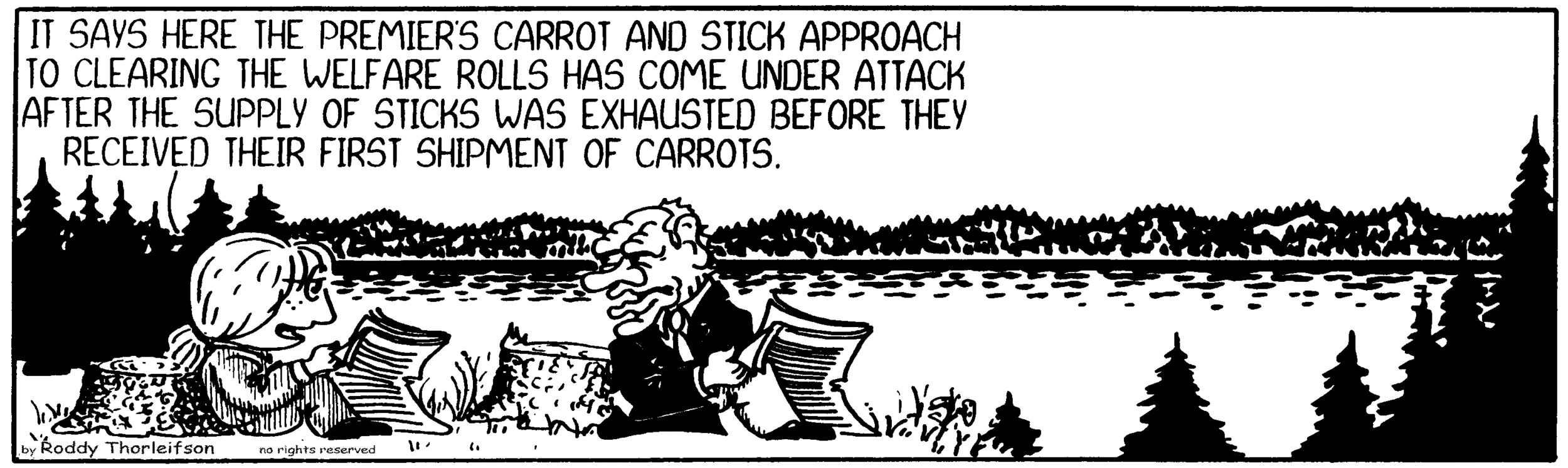 free cartoon Canada Canadian welfare rolls carrot and stick