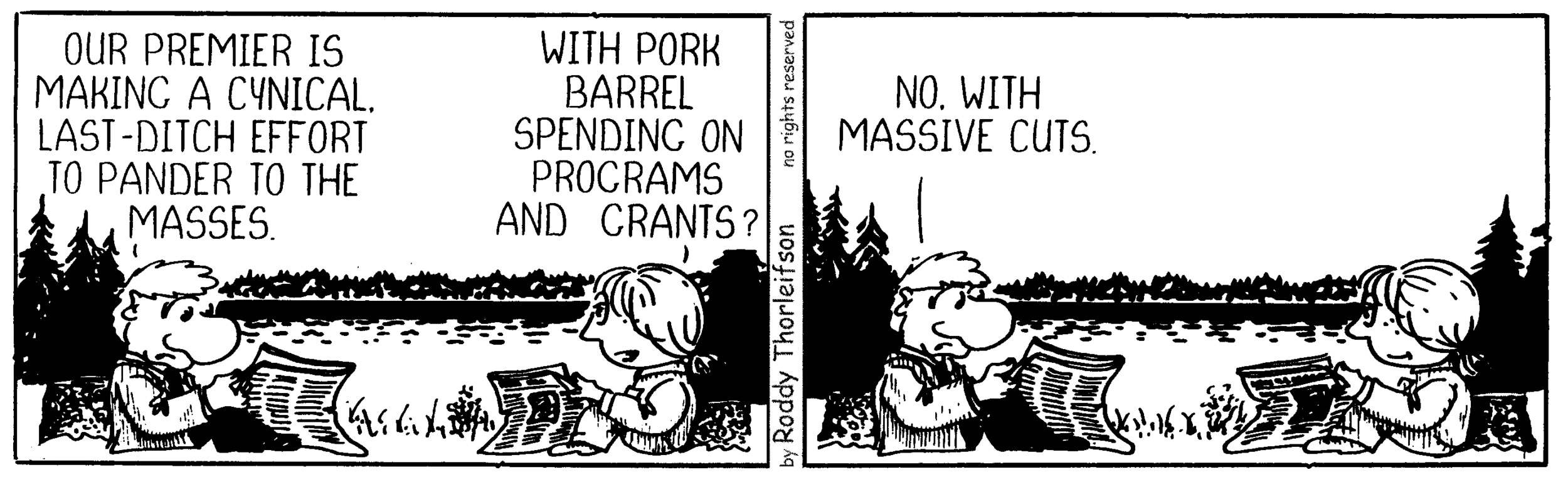 free cartoon Canada Canadian provincial massive cuts