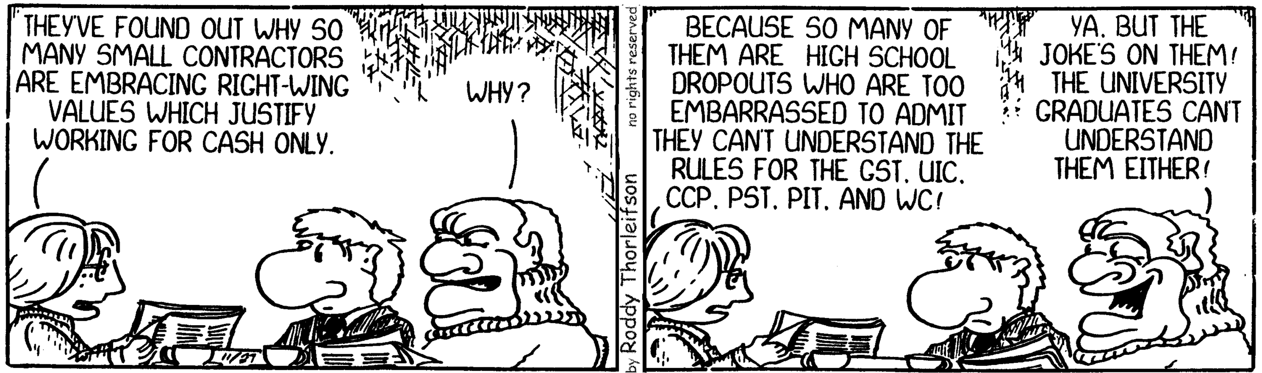 free cartoon Canada Canadian right-wing tax evasion working for cash