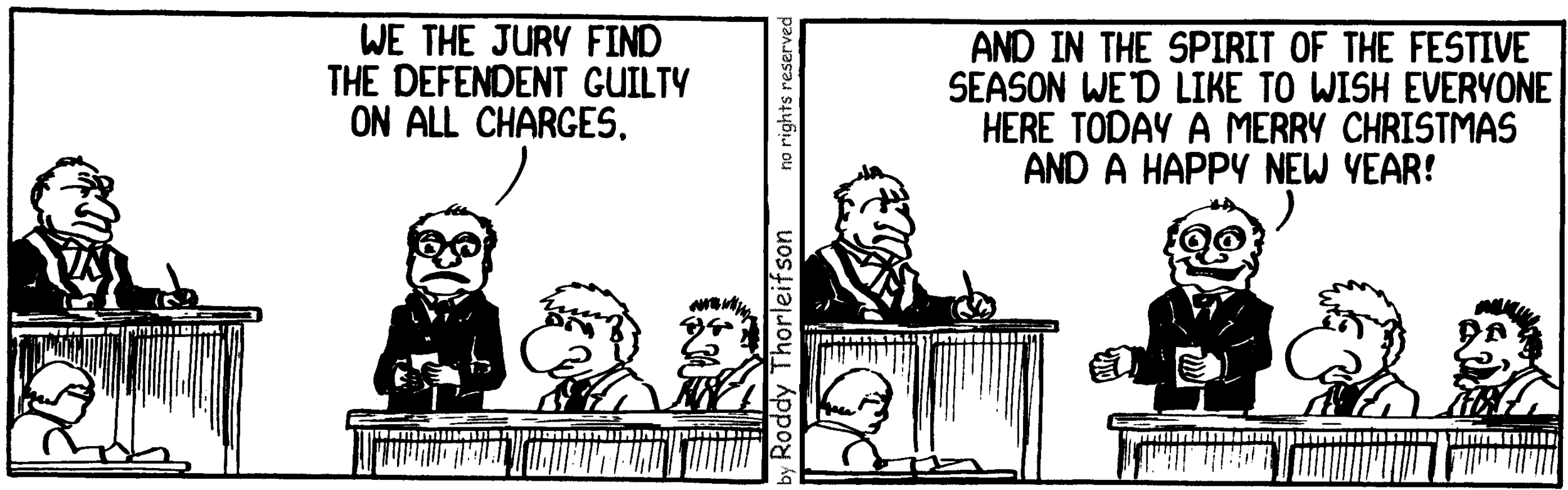 free cartoon Christmas spirit being guilty on all charges