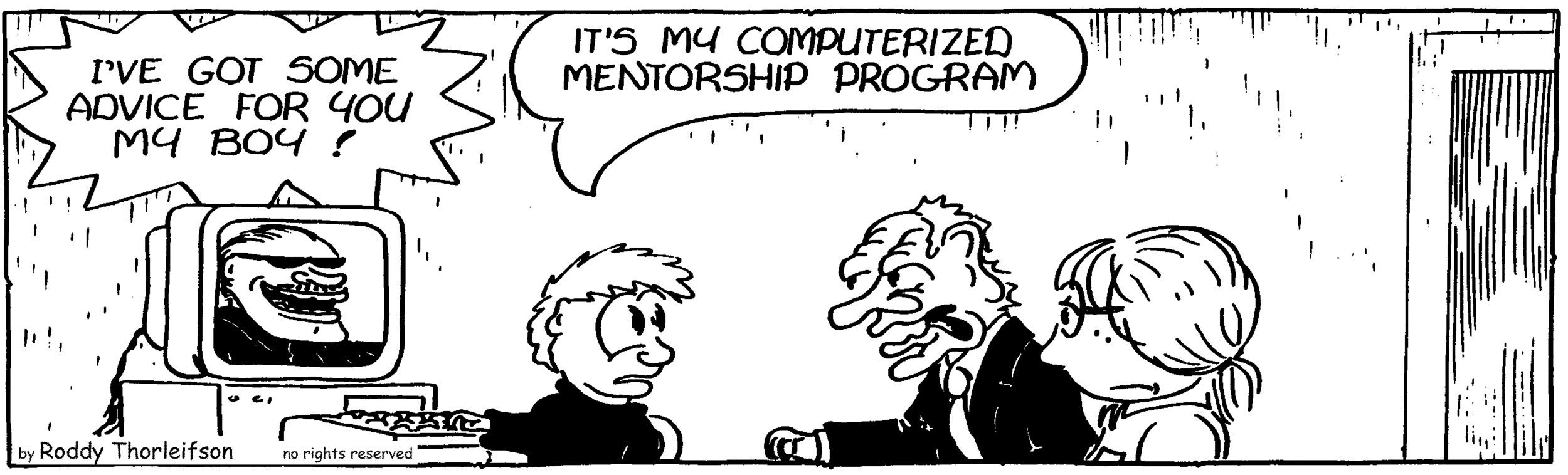 free cartoon education educating teaching mentorship and I've got some advice for you, boy.