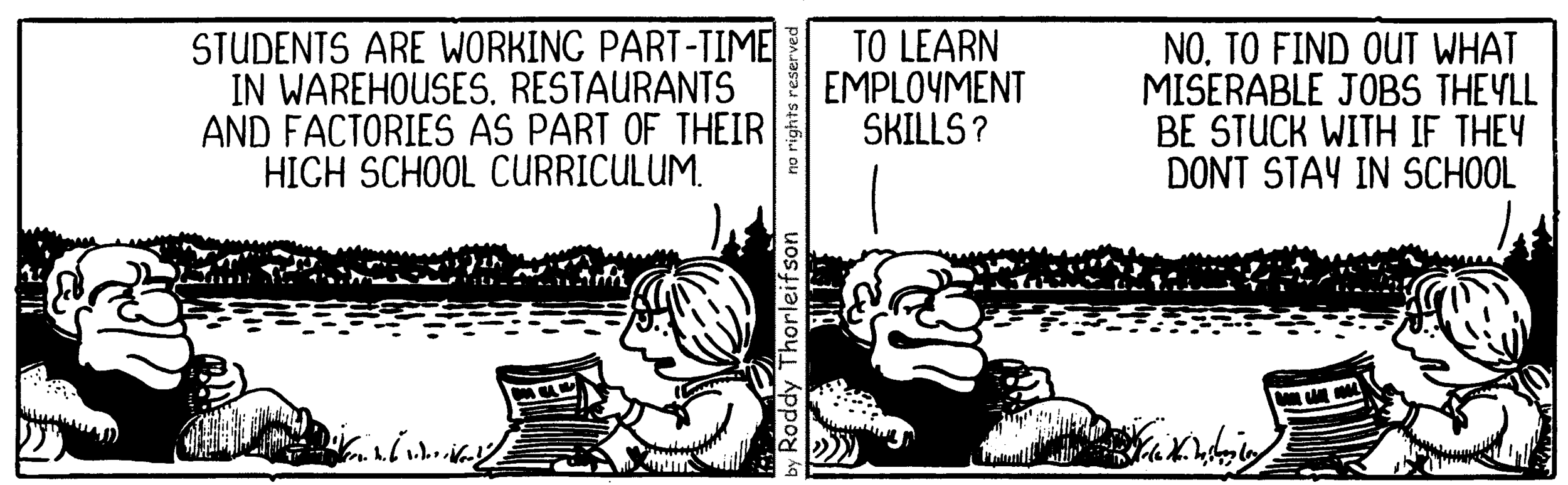 free cartoon education educating teaching working part-time and the miserable jobs they'll be stuck with