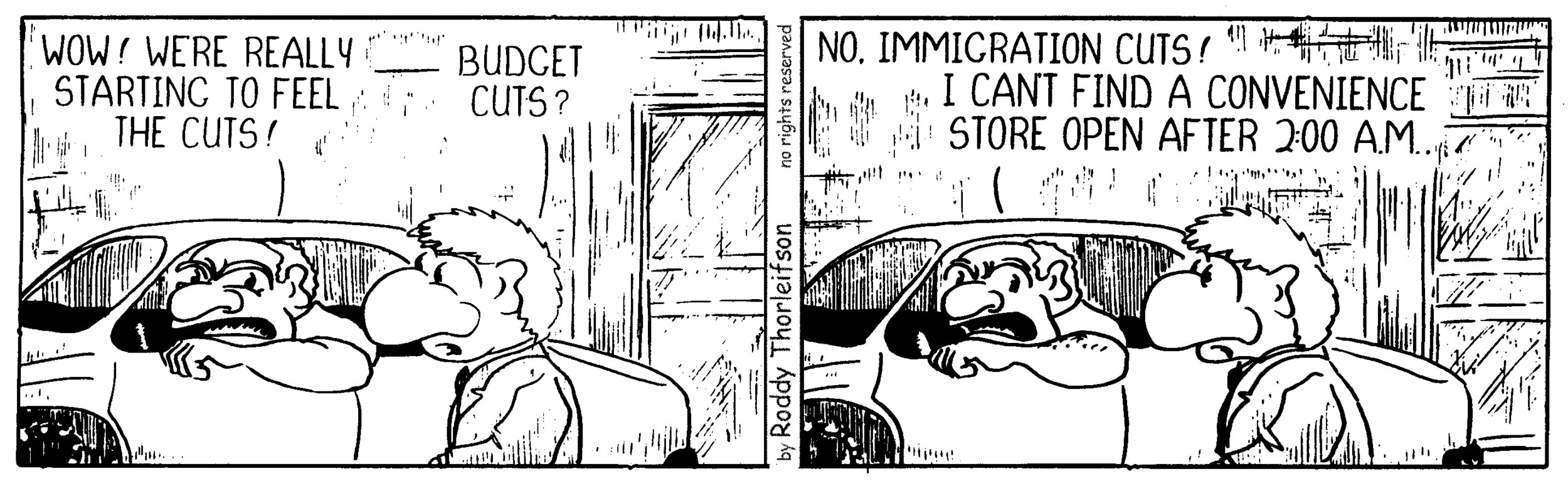 free cartoon government buruaucracy cut-backs and immigration