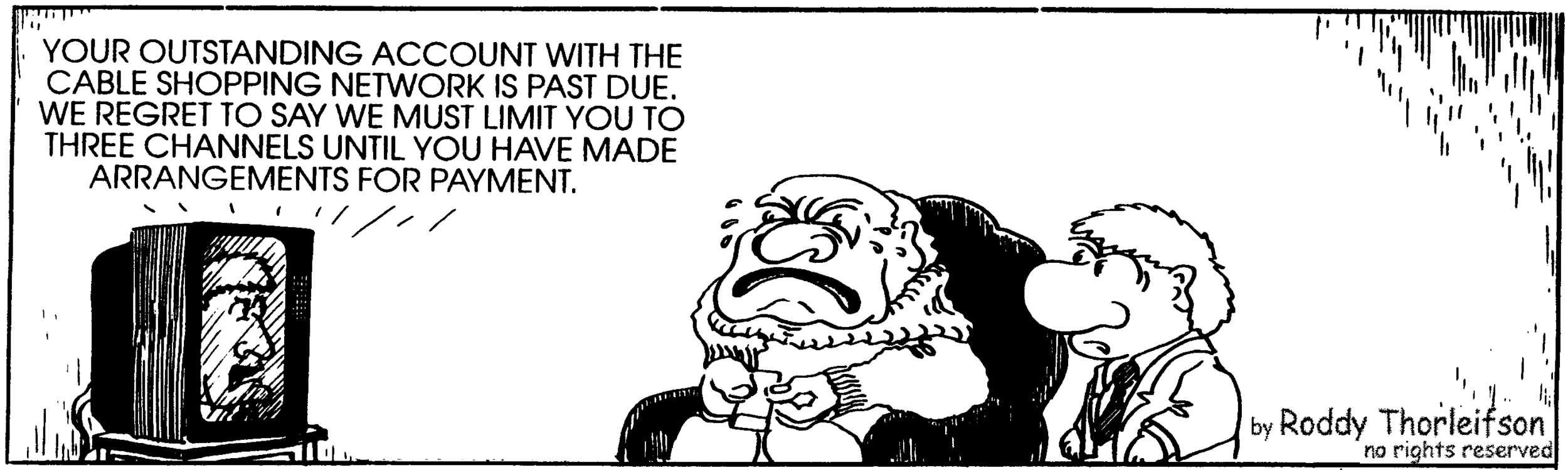 free cartoon the media news journalism, T.V. shopping and consumer debt