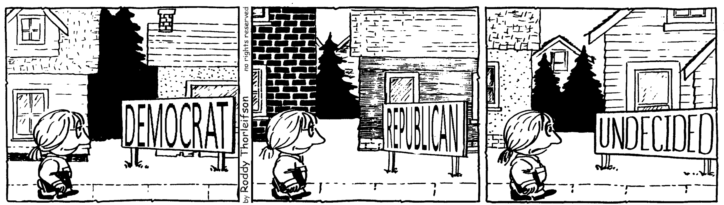 free cartoon politics politicians political Democrats Republicans election signs and undecided voters