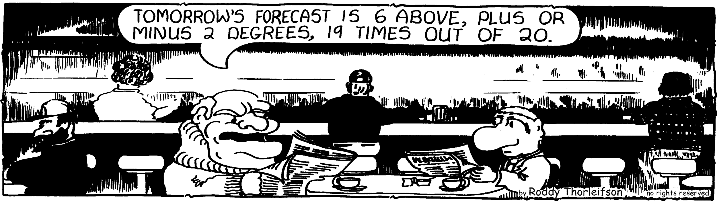 cartoon about polls and a weather report