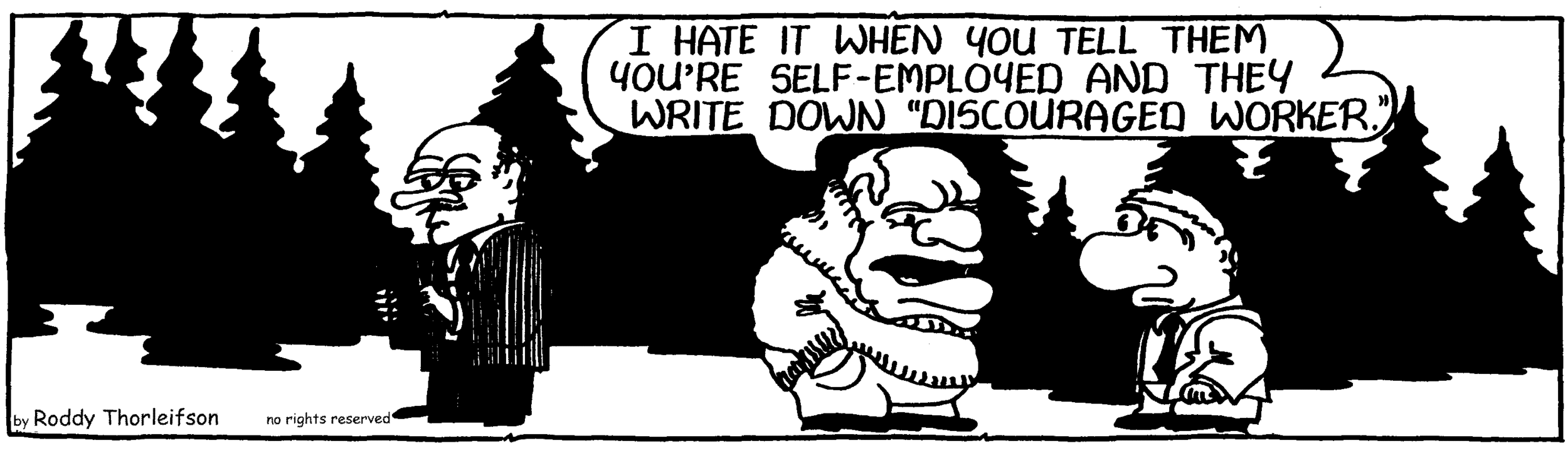 cartoon about polls, self-employment and discouraged workers
