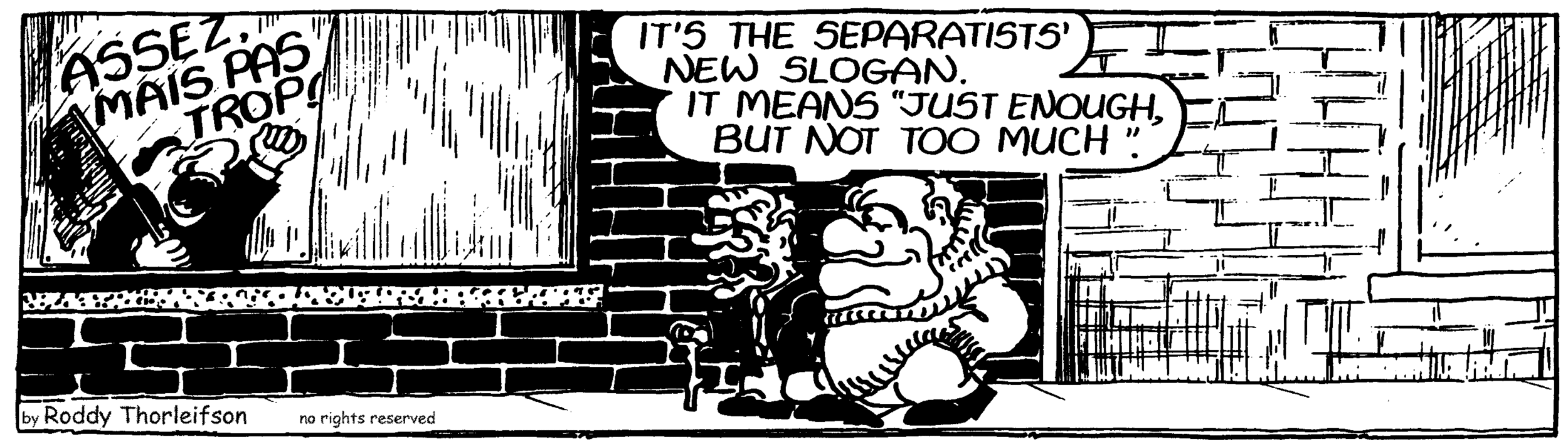 free cartoon separatism Quebec Canada Canadian new slogan