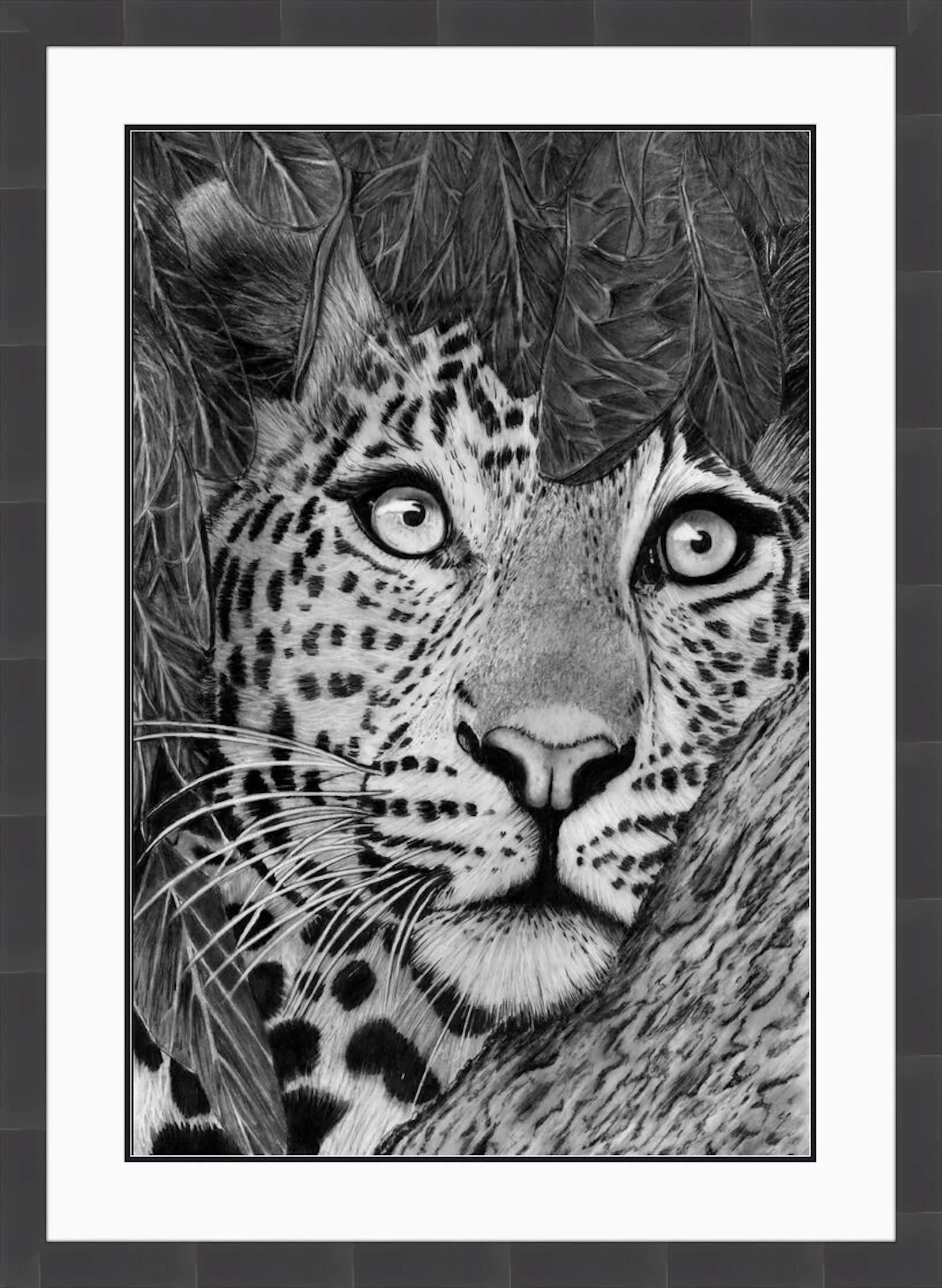 Leopard amongst the leafs framed.jpeg