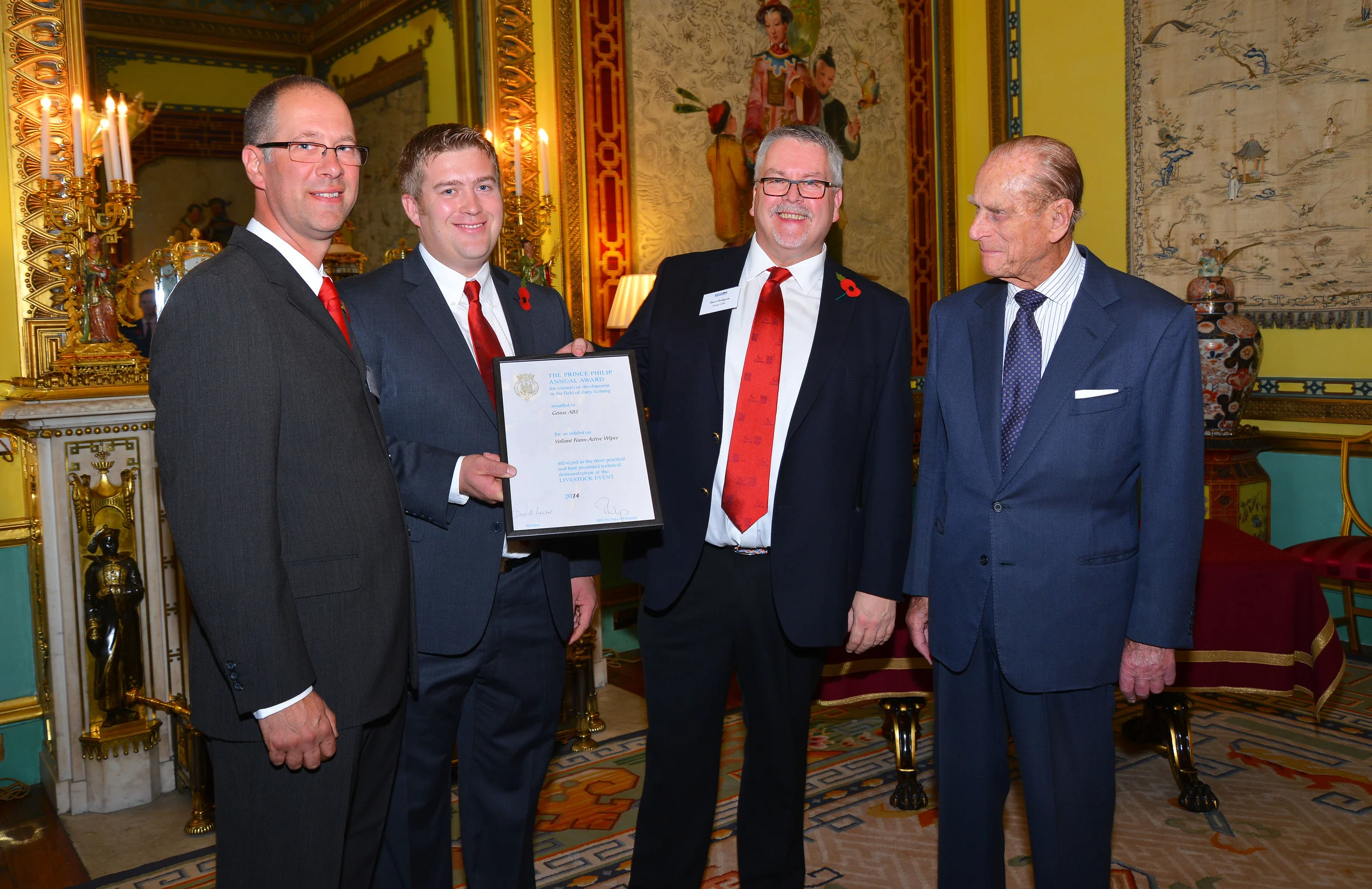 Genus ABS’s Paul Nunn, Andy King and Dave Hodgson receive the RABDF Prince Philip Award from His Royal Highness