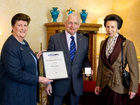 John Alvis, with his wife Pauline, receives the RABDF Princess Royal Award from Her Royal Highness