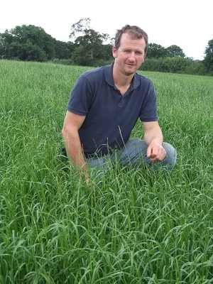 Simon Bugler pictured in a field of Italian ryegrass on July 27th. Three cuts of silage had already been taken, the latest on July 10th. The field was cut again for a fourth cut on August 10th. There is a good regrowth and it will be used to graze in-calf heifers in September.