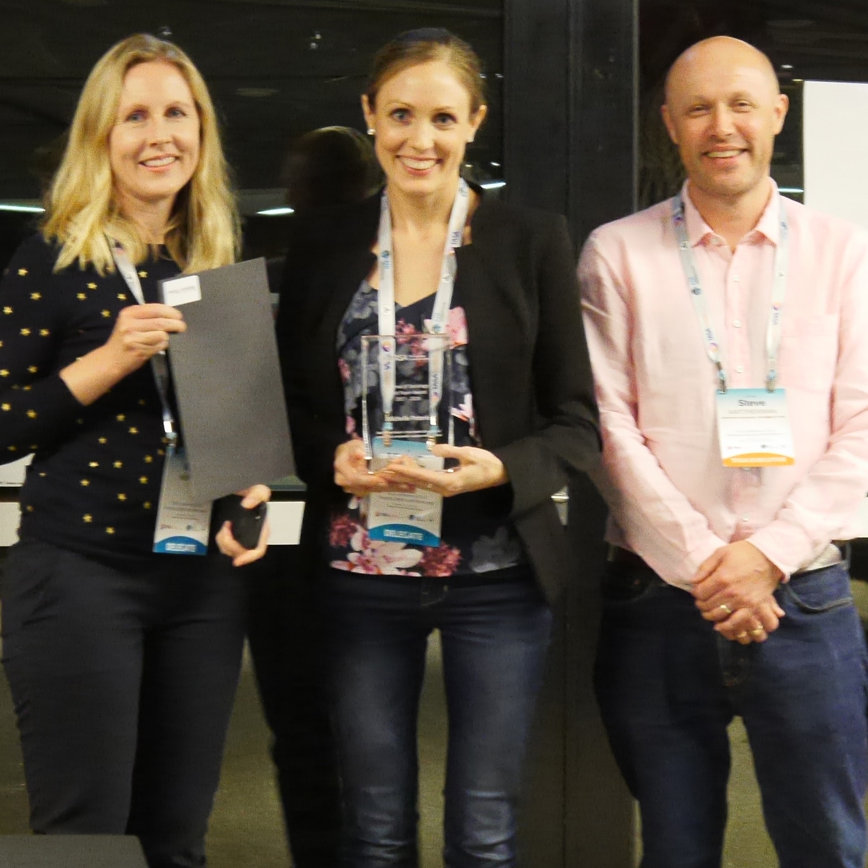 Michelle Peterie (centre), with Journal of Sociology Editors in Chief Kate Huppatz and Steve Matthewman.