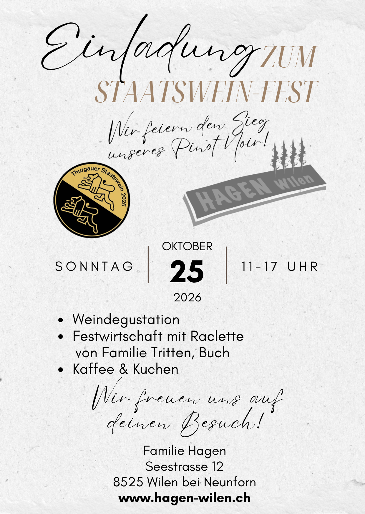 Staatswein-Fest am Sonntag, 25. Oktober 2026