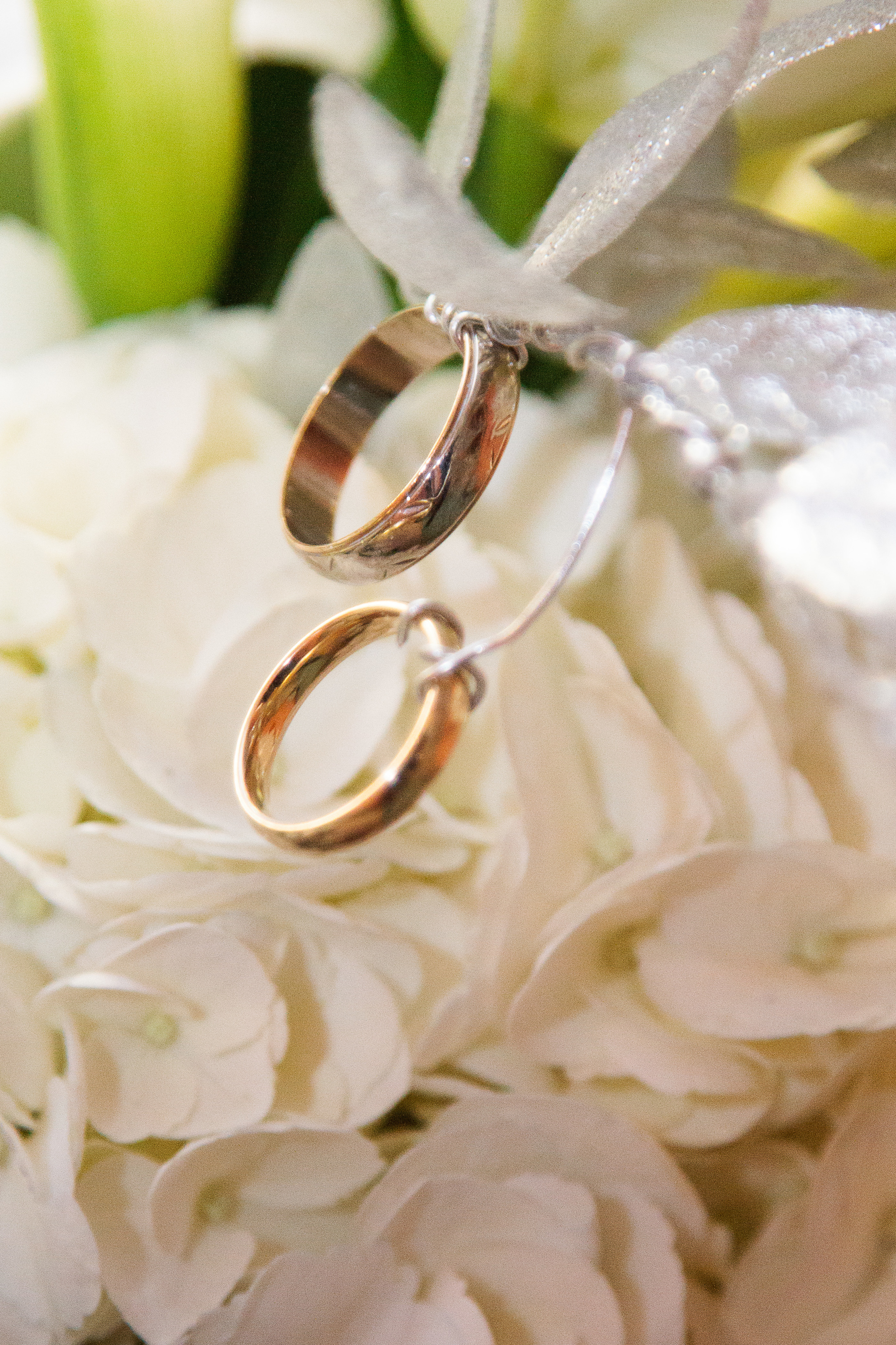 Brittany included her grandfather's wedding bands in her bouquet on her wedding day.
