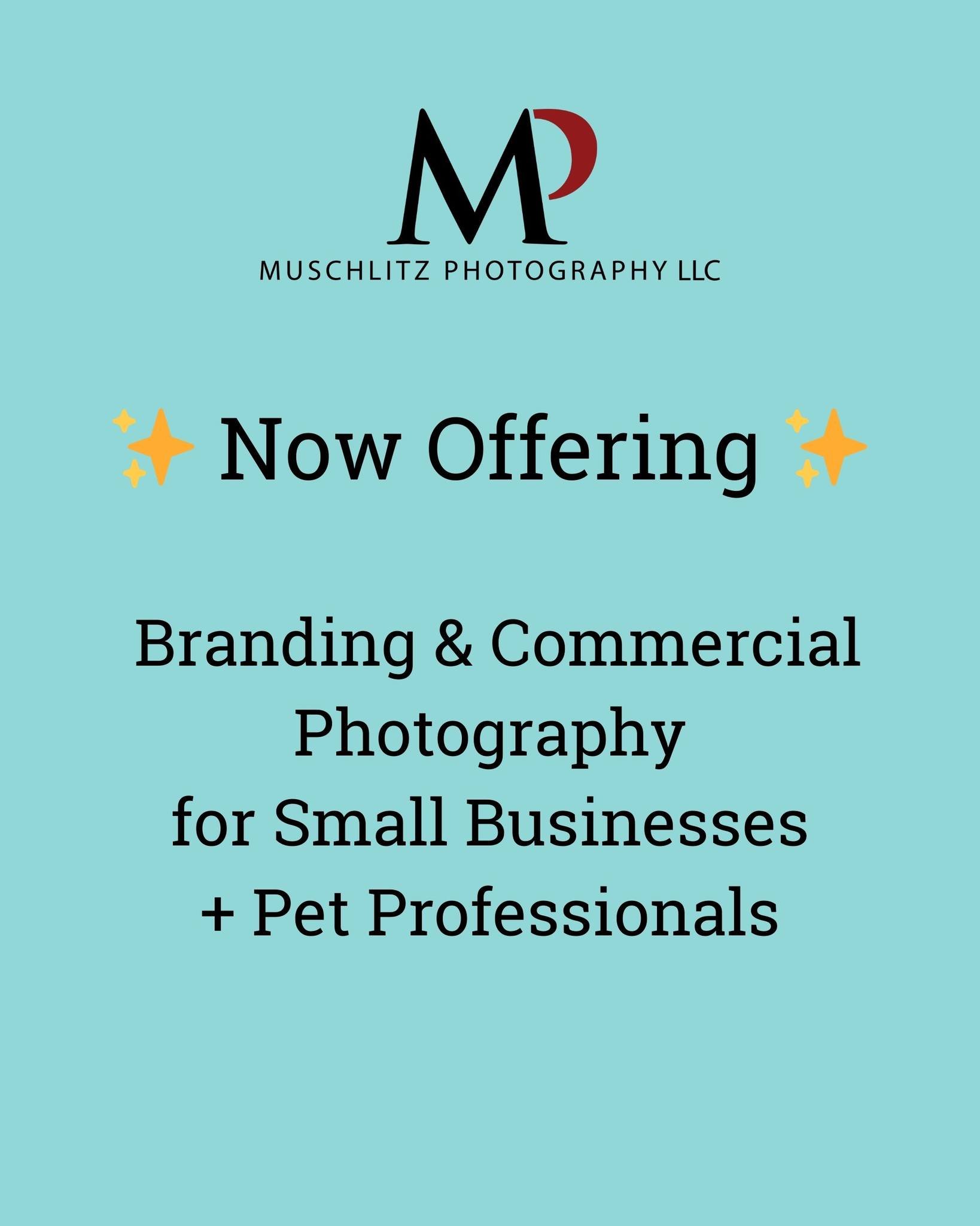 Exciting Day!!!! 
I&rsquo;m so excited to officially share something new&hellip;

✨ Branding &amp; Commercial Photography is now part of Muschlitz Photography!

Over the years, I&rsquo;ve loved working with pet professionals and small business owners