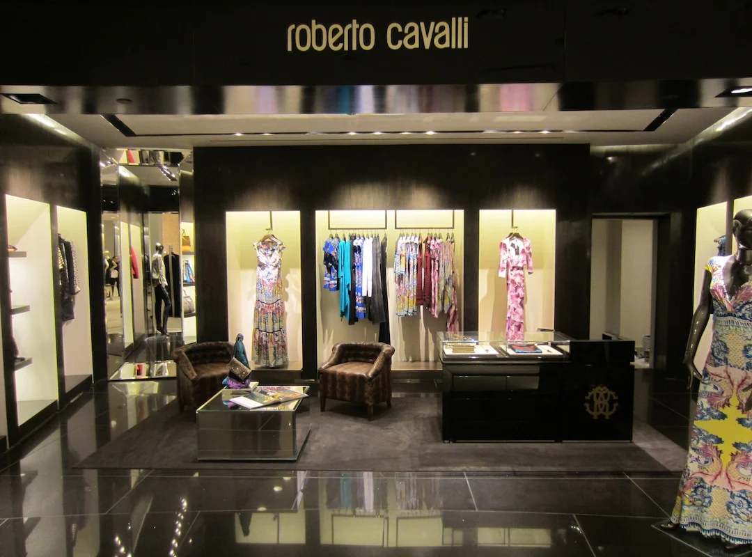 roberto cavalli, black and beige wall finishes