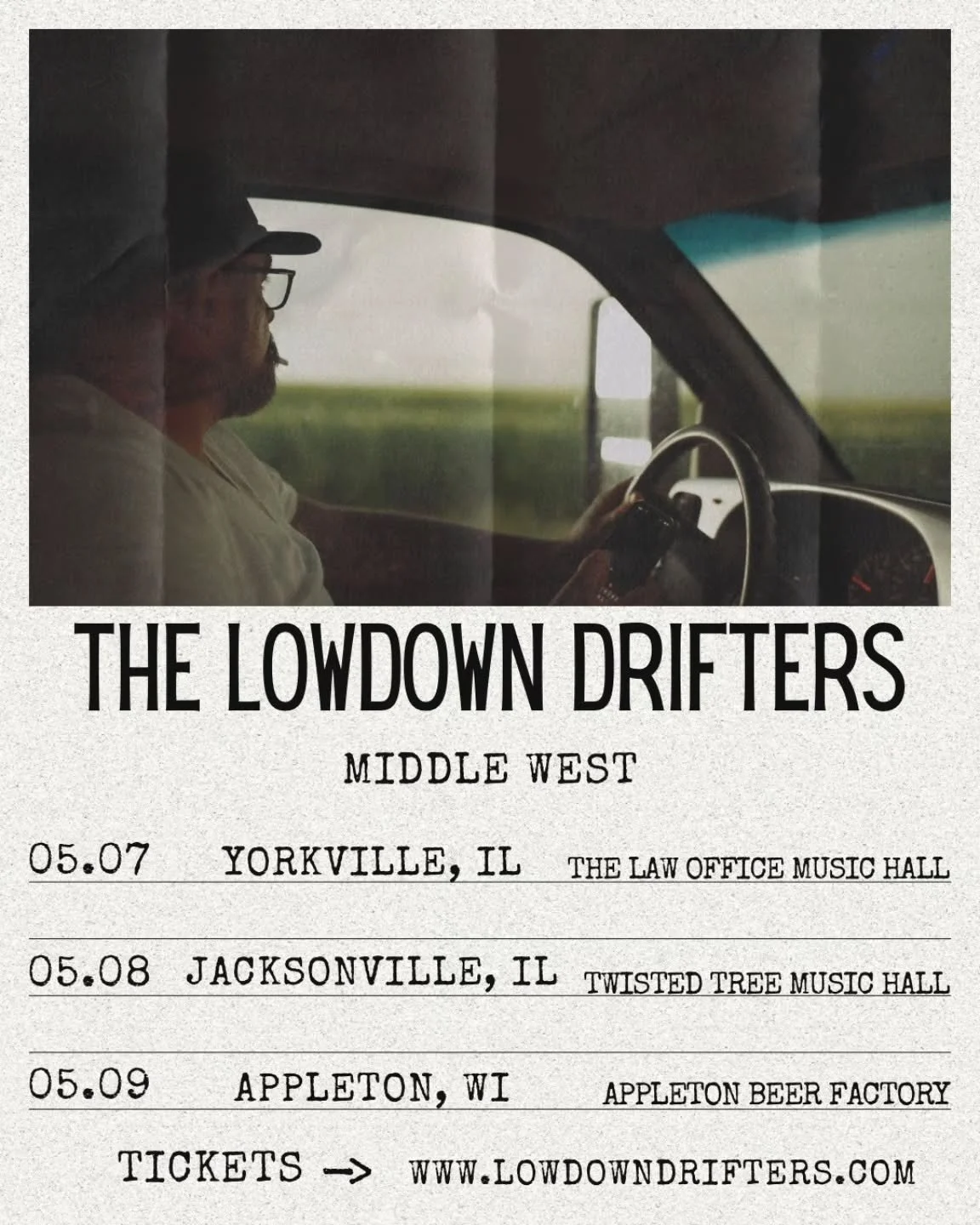 MIDDLE WEST THIS WEEK! 
5/7 - @lawofficemusichall - Yorkville, IL
5/8 - Twisted Tree Music Hall - Jacksonville, IL
5/9 - @appletonbeerfactory - Appleton, WI