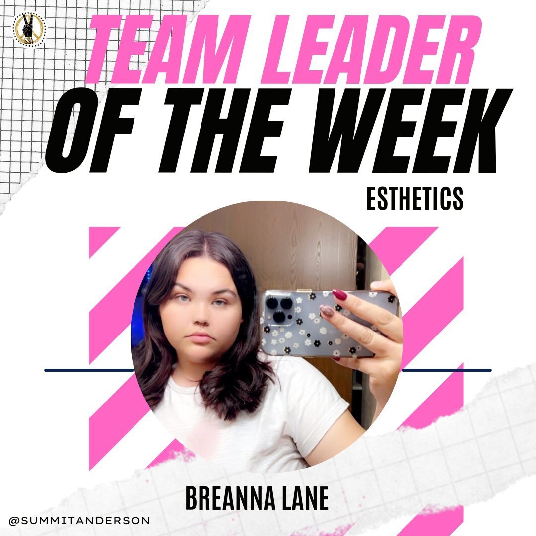 👋Introducing our weekly team leader for the day Esthetics. Thank you BREANNA LANE for collecting the team numbers!! ❤️️ 

A little bit about her:
&quot;My name is  Breanna, I chose Esthetics because I've always had problems with my skin and wanted t