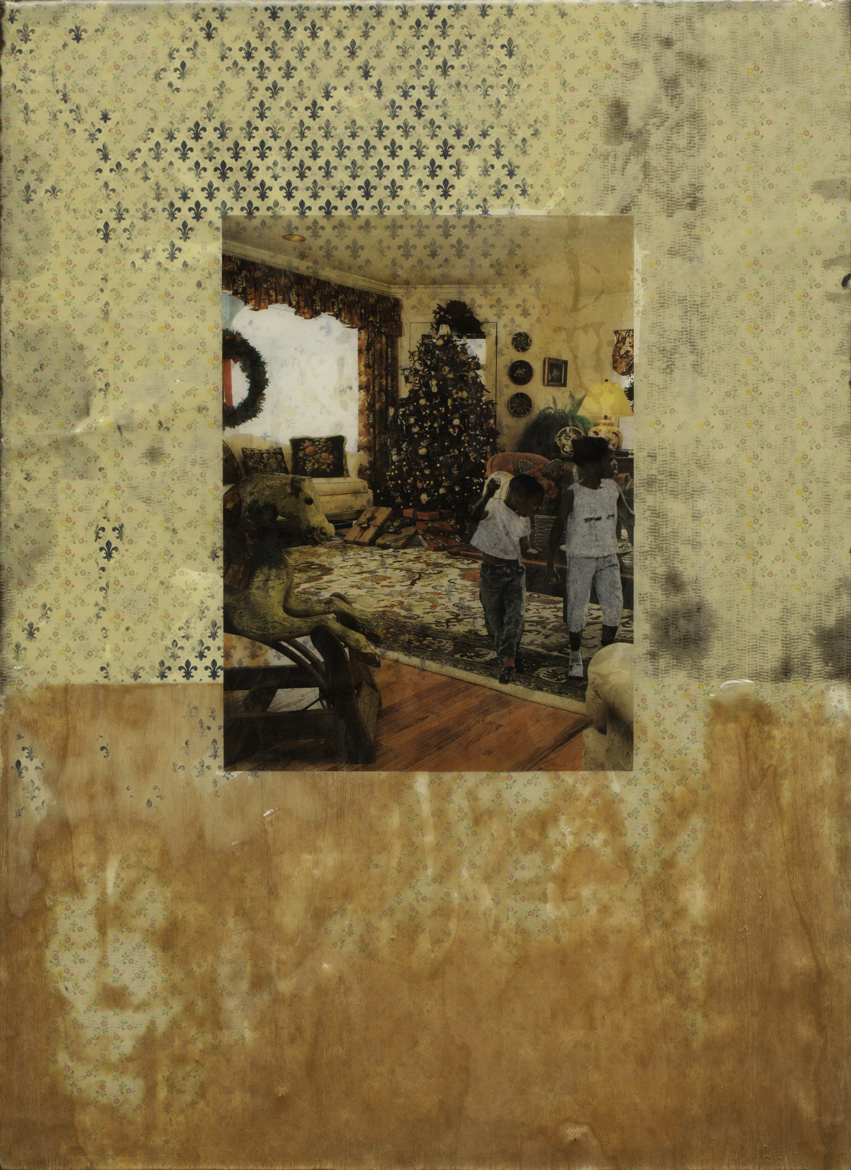 White Christmas 2013 22 x 16 Mixed media collage on baord
