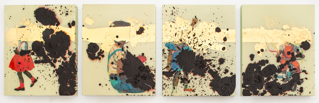 "I Guess The Lord Will Settle It On Judgment Day" 2015 48 x 19 Mixed media collage on board