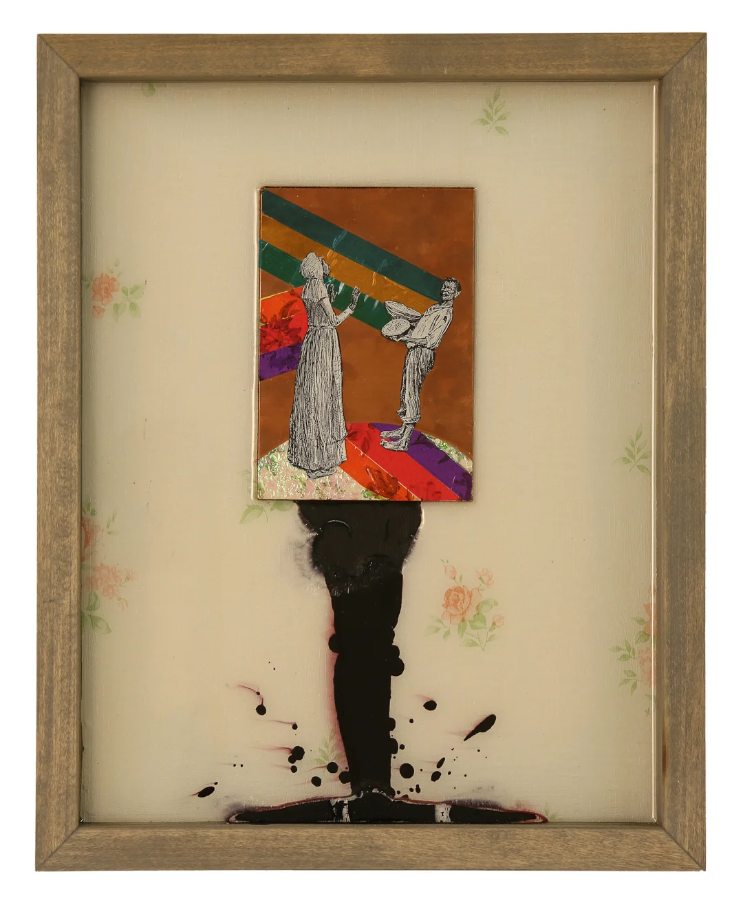 Island Suite Part 5: I've Know For A Long, Long Time 2016 16" x 13" Paper, copper plate, cellophane, vinyl and shoe polish in wood frame