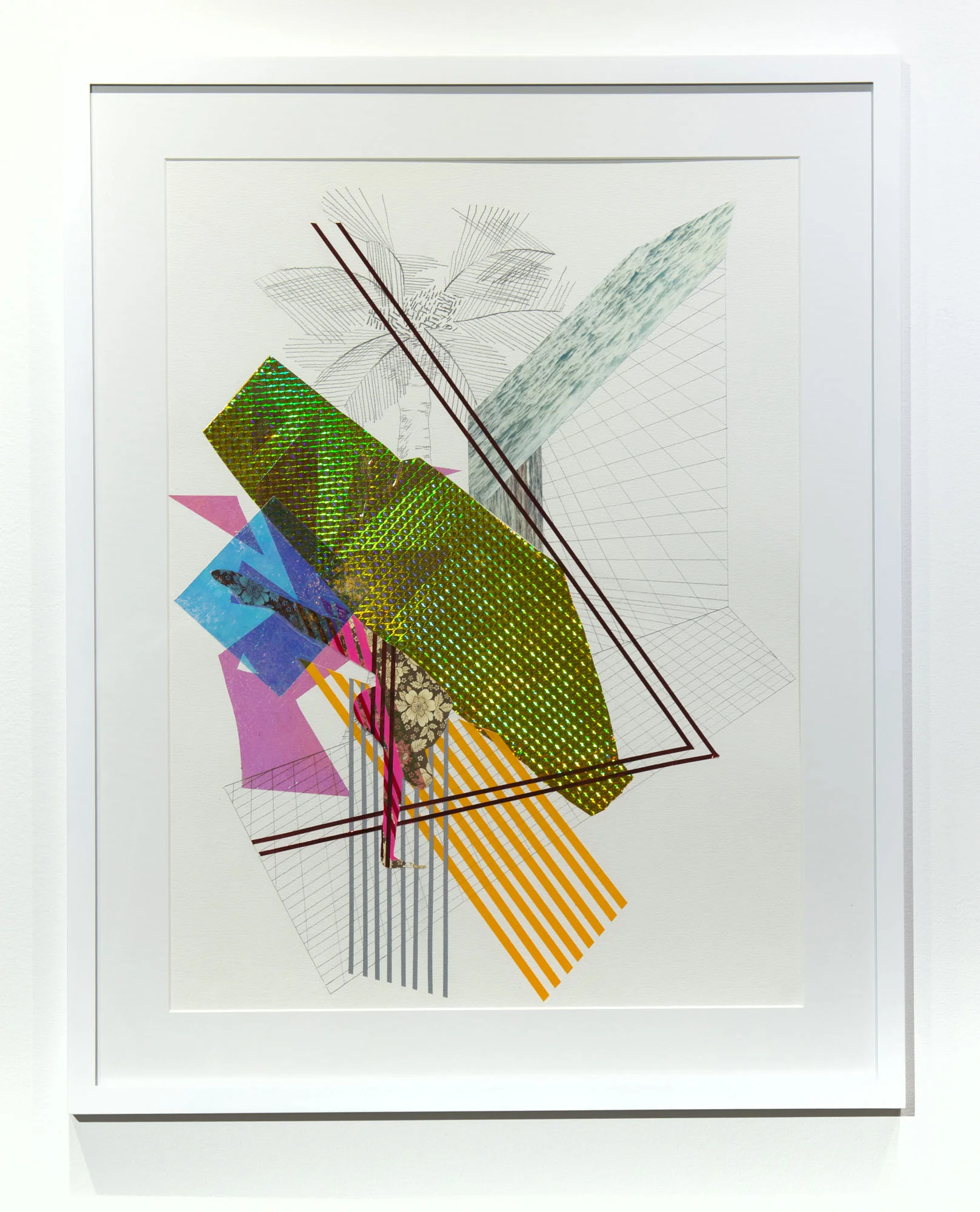 The Tide, Over The Shallows, Boils, and Breaks #2 2018 Paper, tape, vinyl, graphite, and Mylar on paper 24h x 18w in
