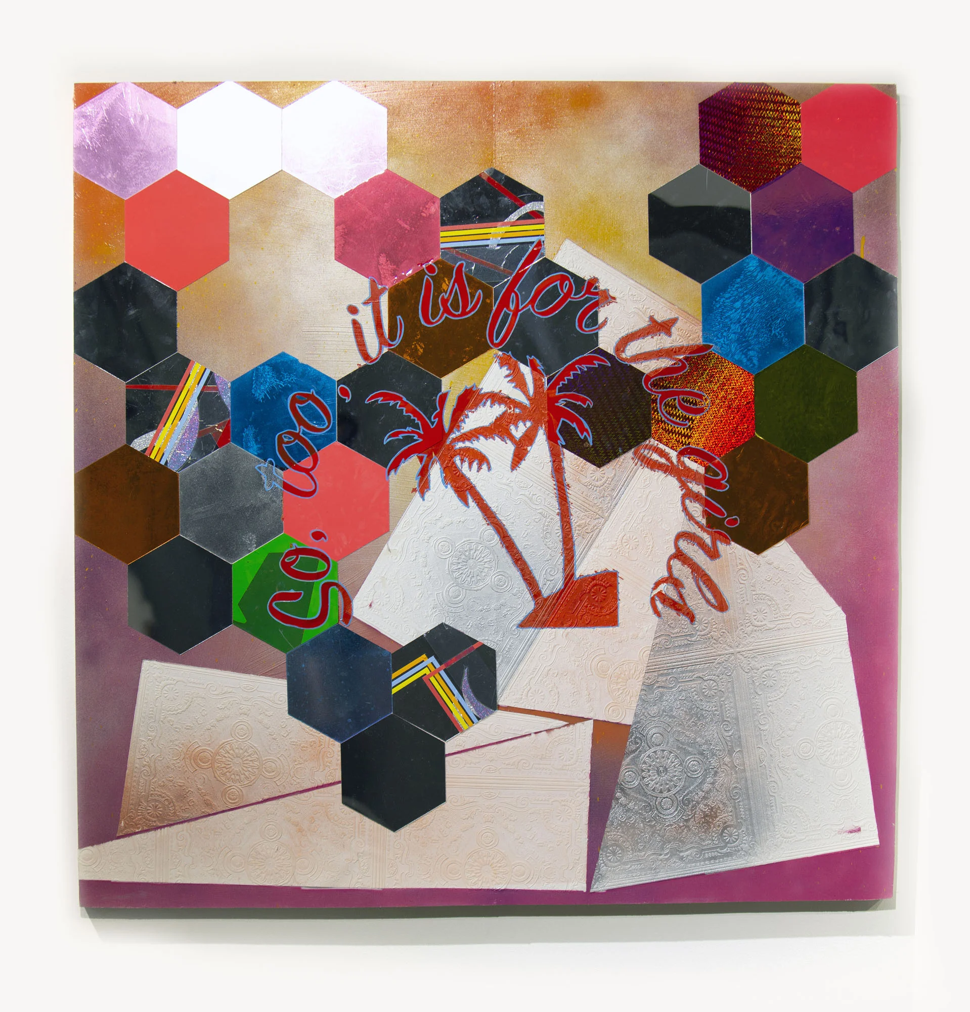 Stanton v. Stanton 2018 Wallpaper, Spray paint, and plexiglass on board 48h x 48w in
