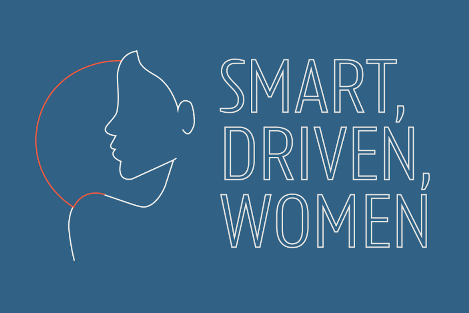 Logo of the Smart, Driven, Women podcast on a teal background with white text