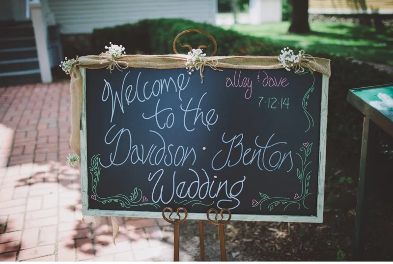 chalk board welcome sign