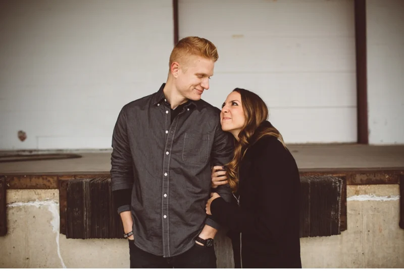 parking garage laughing couple