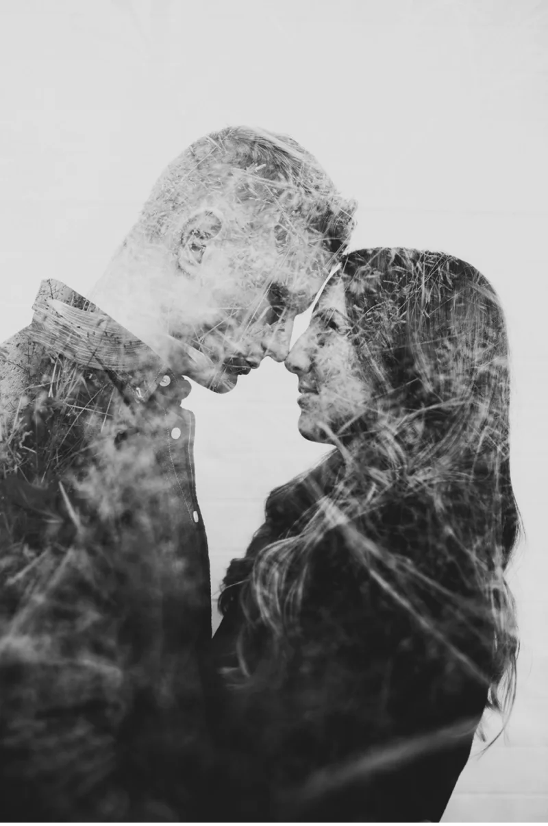 cool engagment photo double exposure