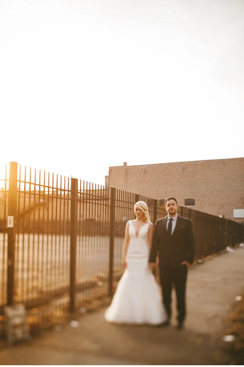 sunset bride and groom