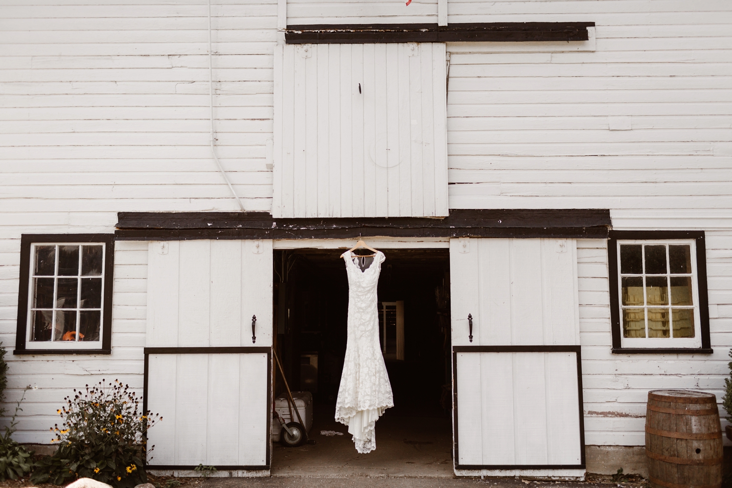 western michigan barn wedding dress