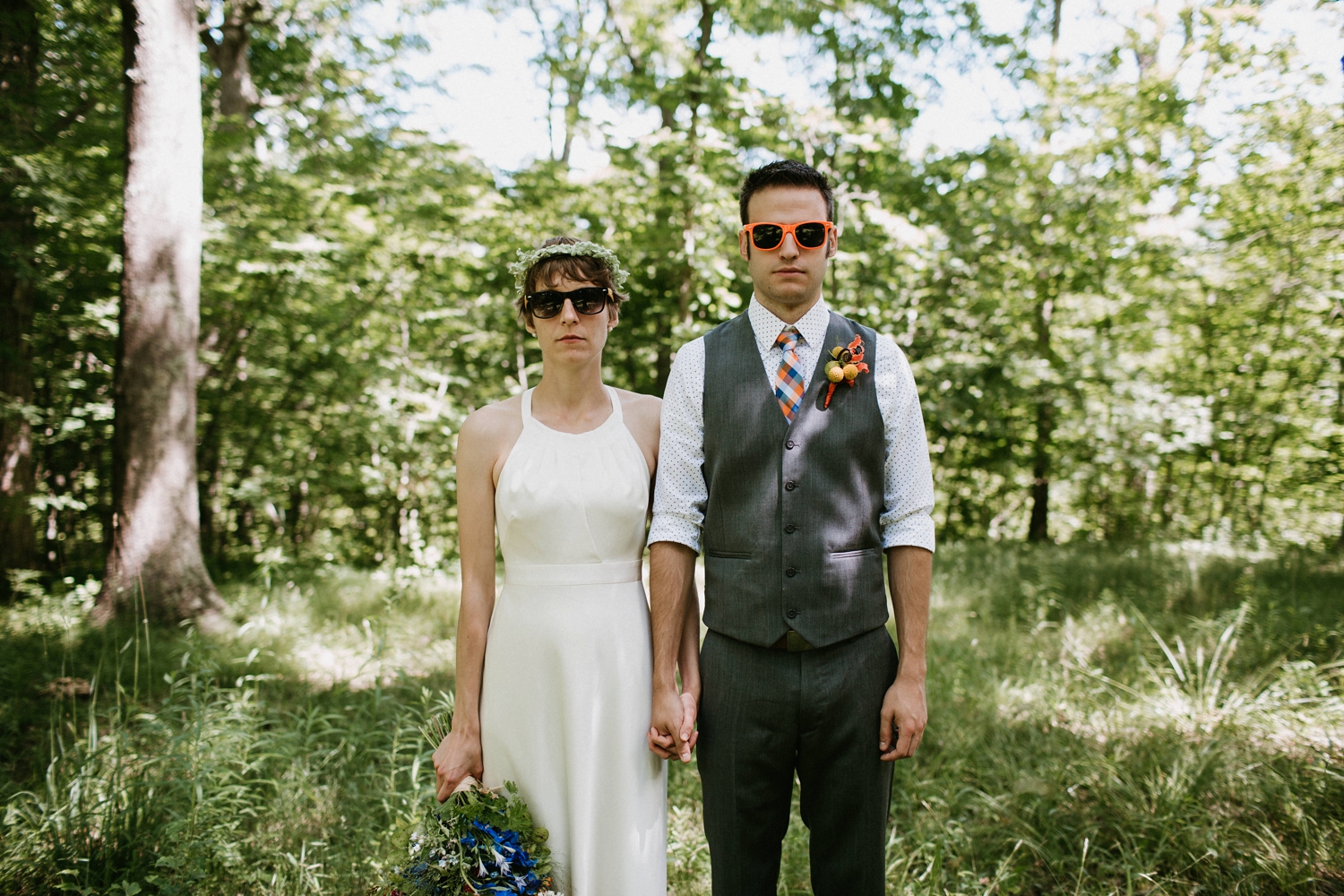 edgy outdoor wedding with sunglasses