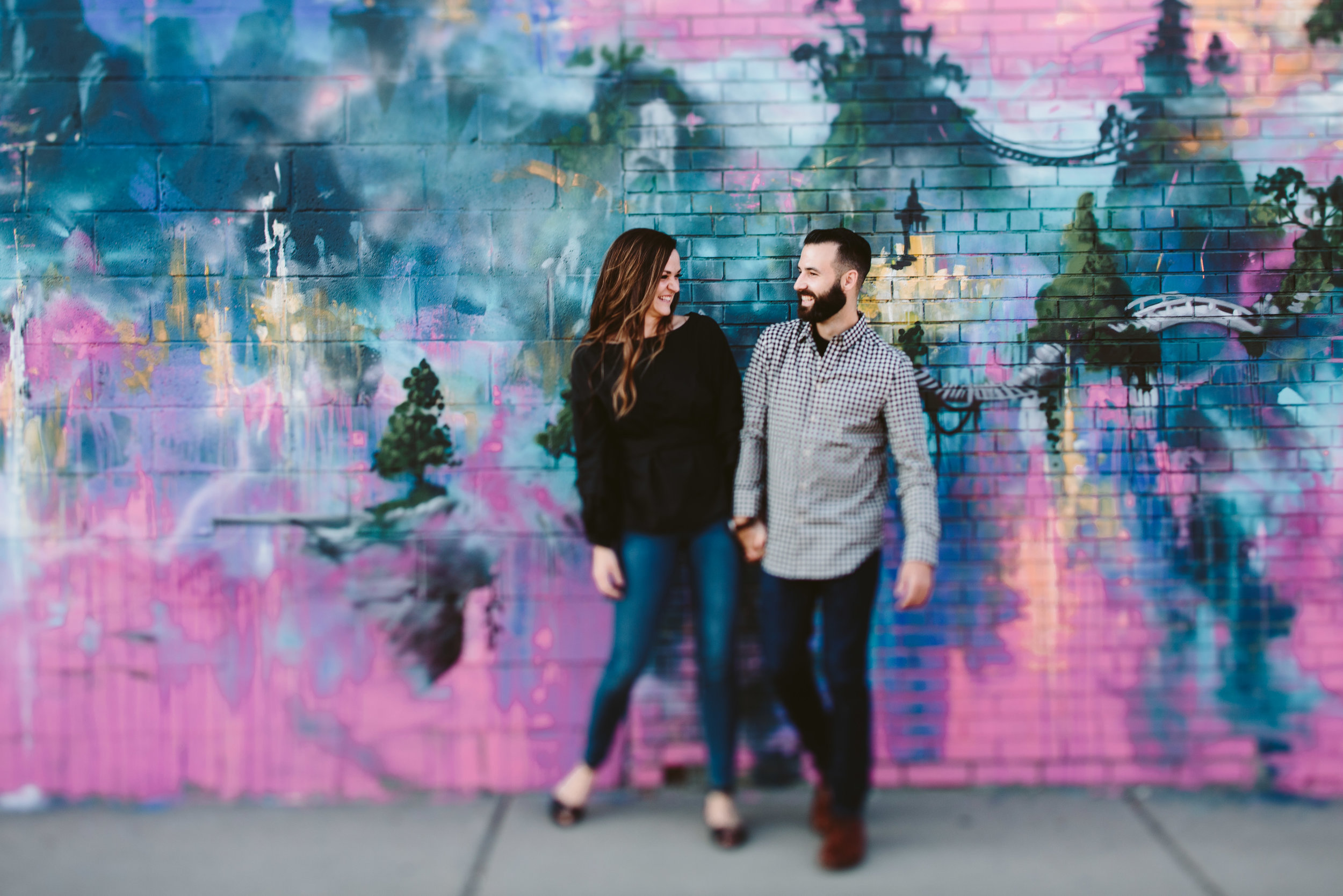 detroit wedding photographer in front of eastern market murals