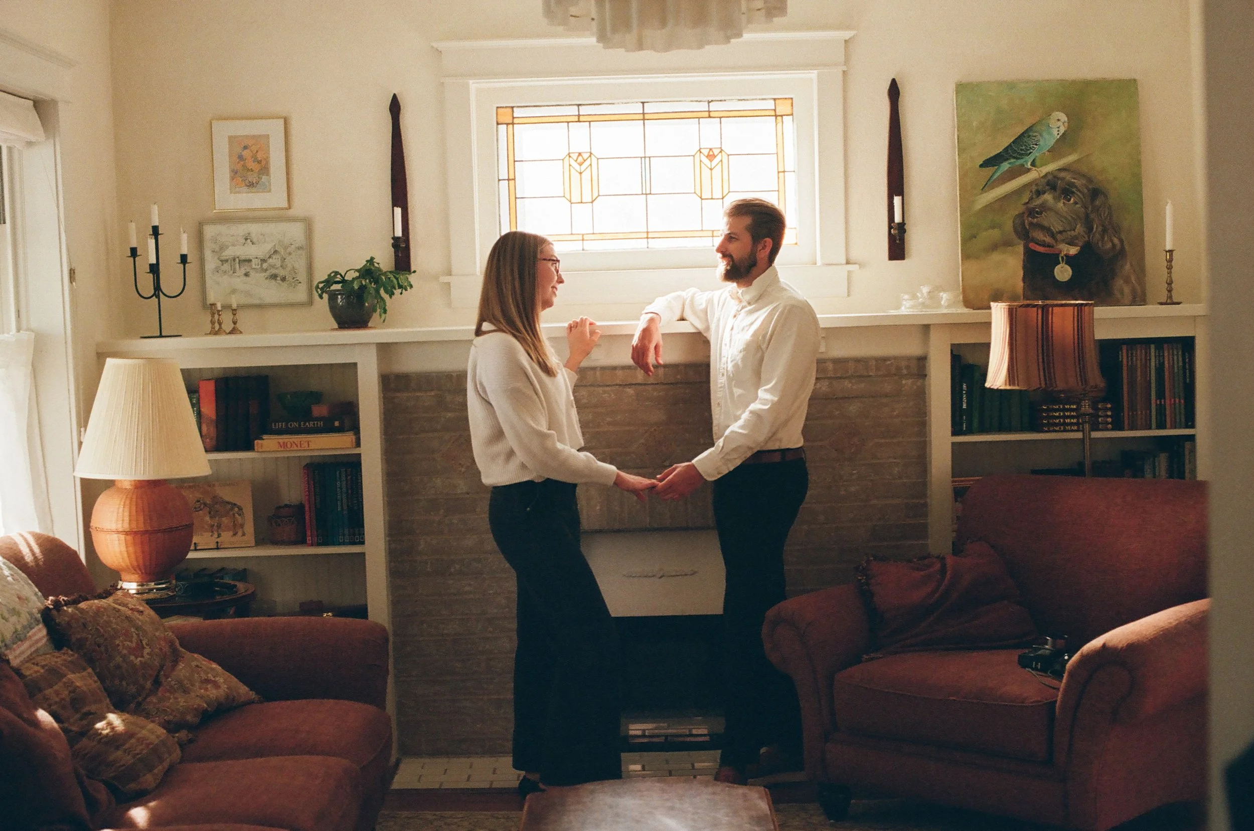 At Home Engagement Session on Film 