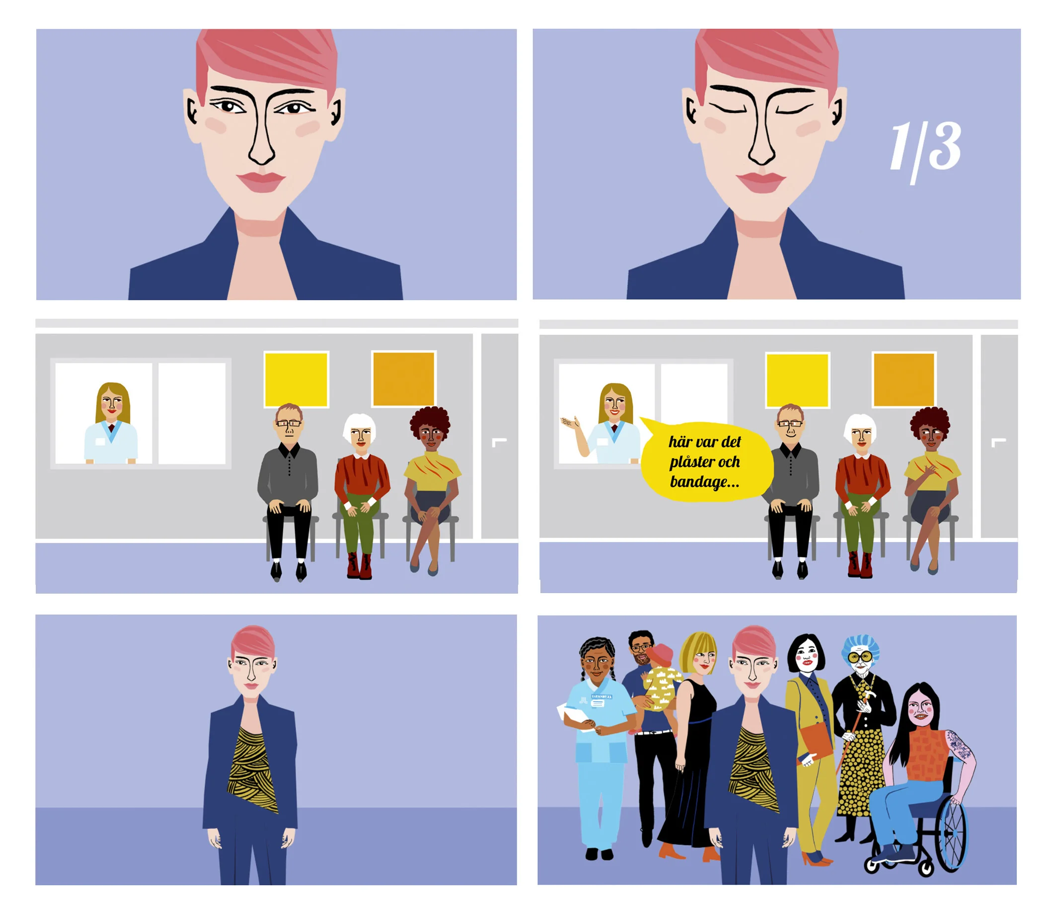 Character illustration for 4 animations on equal healthcare together with Delta Studios and animator Thomas Samsioe.