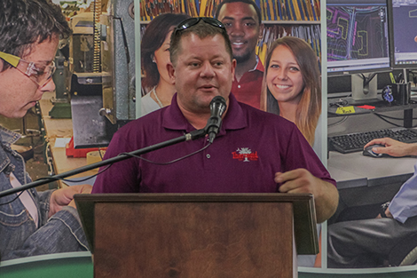 Jeff Mang, Plant Manger, tells attendees how VR business services have helped HBD Thermoid meet their workforce development needs.