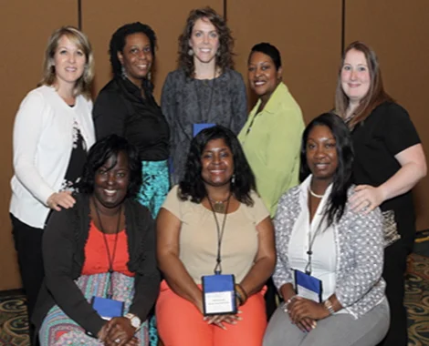 Back row (left to right): Tammy Galindo, ACSM, Greenville Area Office; Amanda Butler, Transition Counselor, Conway Area Office; Jennifer Richardson, Transition Counselor, Greenville Area Office; Barbara Rhodes, Transition Counselor, Spartanburg Area Office; Amber Lydford, Regional Benefits Specialist. Front row: Michelle Hudson, Transition Counselor, Conway Area Office; Stephanie Gore, Transition Counselor, Berkeley-Dorchester Area Office; Xavier Sams, High School/High Tech Counselor, Florence Area Office.
