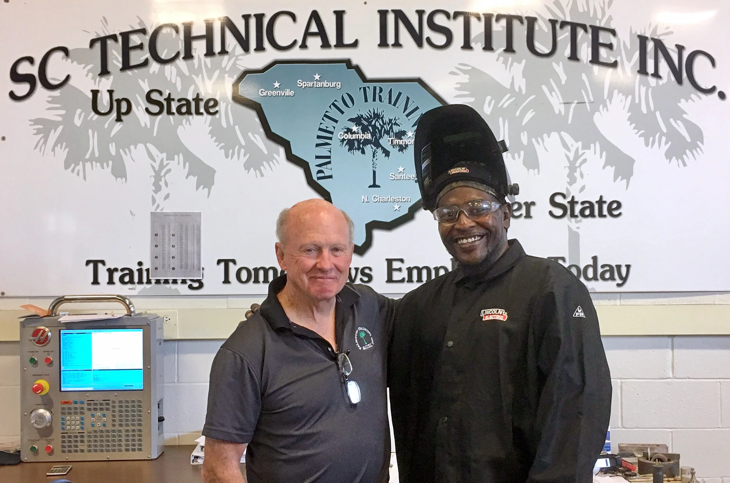 Eric Scriven (right), Welding Instructor, and Eddie Jackson, President of Palmetto Training, Inc.