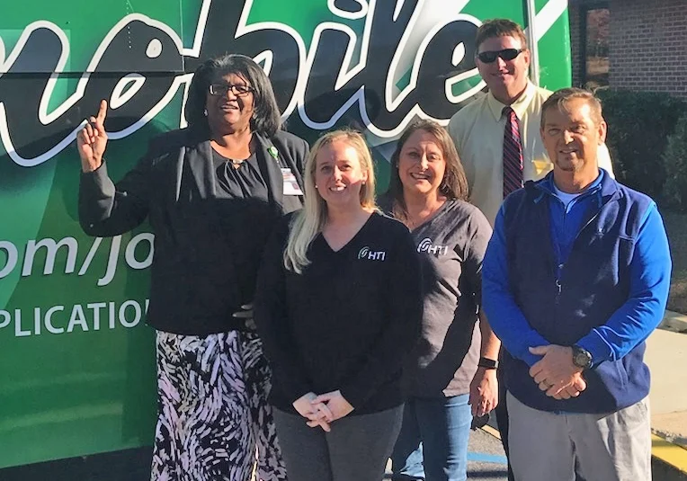 (left to right) Sheila Ford, Area Supervisor; Mollie Faithful, HTI Senior Recruiter; Johnnie Yingst, HTI Operations Manager; Dan Alexander, Business Development Specialist; Randall Hogan, Job Readiness Training Coordinator.