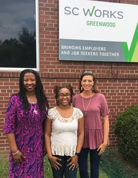 Left to right: Shelia Reynolds, VR Counselor; Makeela Puckett, former VR Consumer; Katie Craven, GLEAMNS Workforce Development Director.