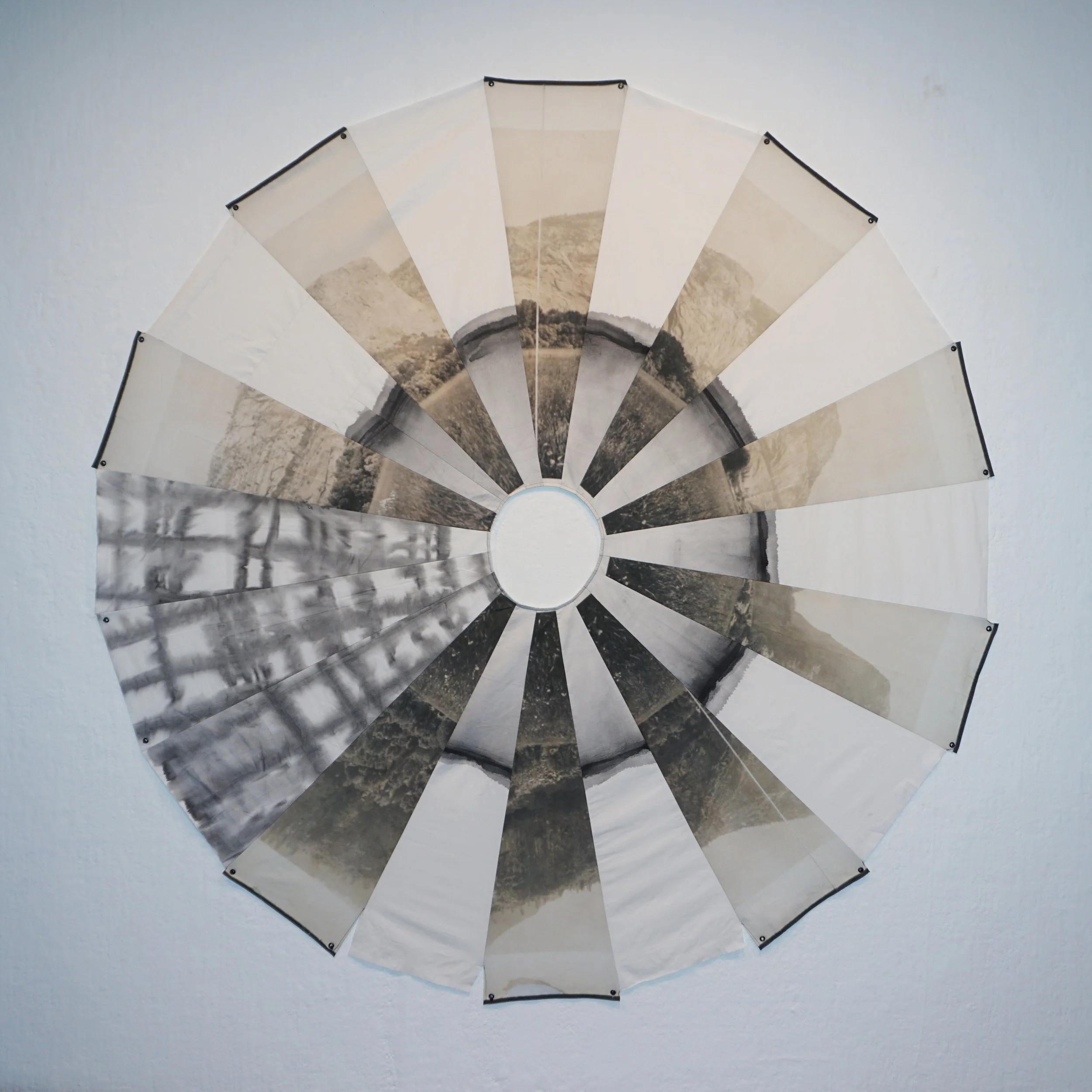 (Ante)diluvian, 2025
Digital Print on cotton, hand-painted ink on muslin
28 x 35 in