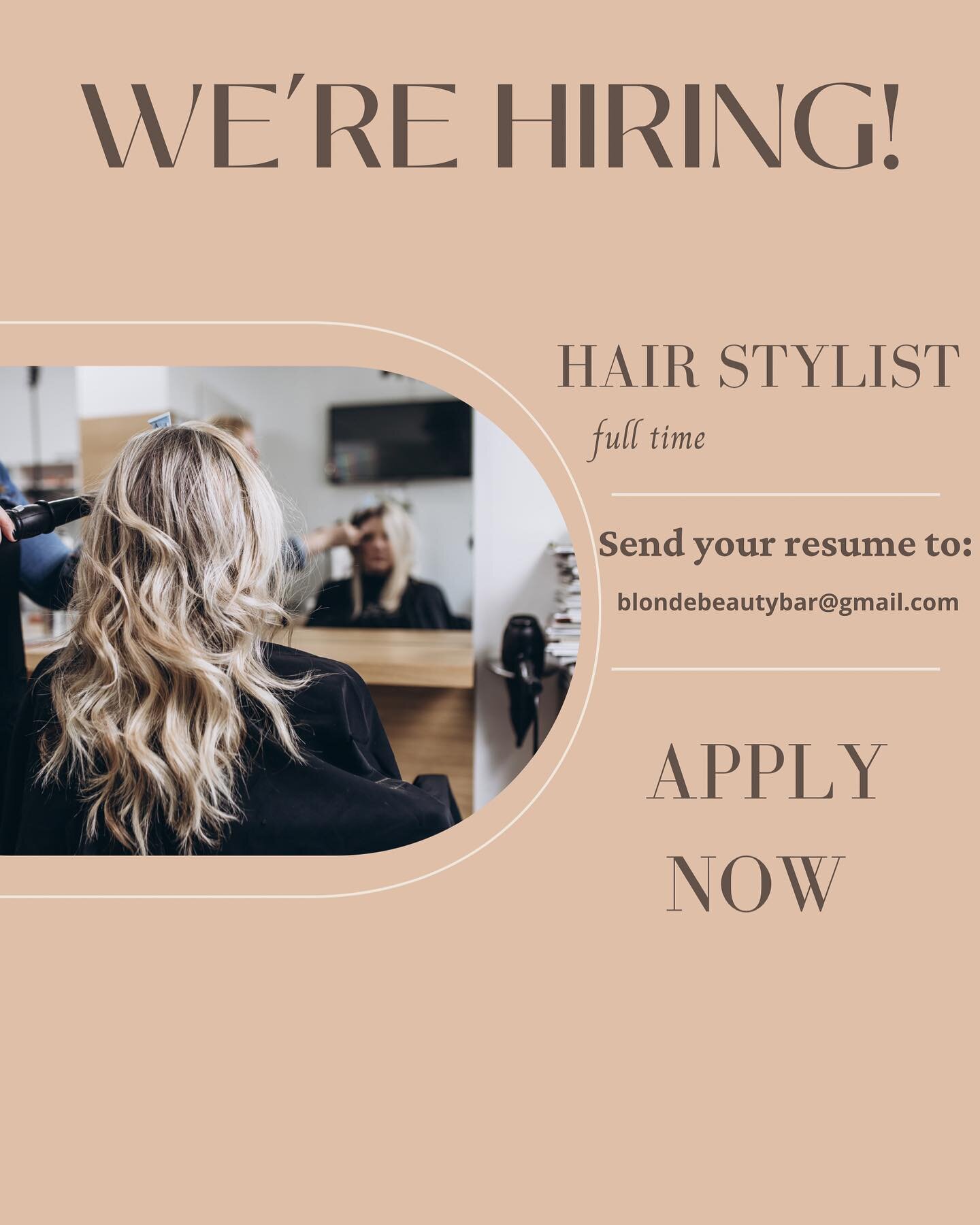 Looking for a new salon home? Email your resume to blondebeautybar@gmail.com or DM us for more info!