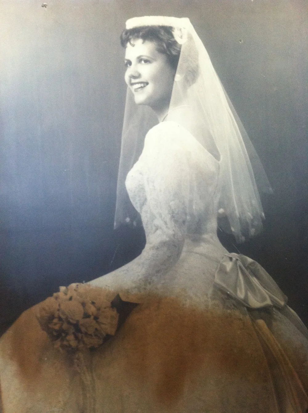 "I went shopping by myself and found it on sale in a bridal shop for $40. That was in 1957." -Gawa