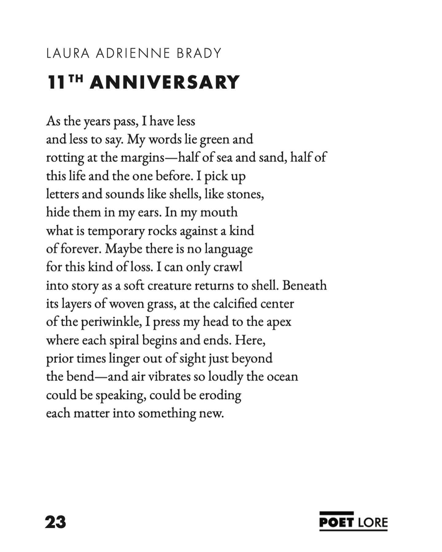 What an honor to have a poem in the latest issue of @poetlore ! I wrote this piece in the hour before a deadline with my writing partner, bobbing on the waves of writer&rsquo;s block. It&rsquo;s strange, but some of my favorite pieces have come this 