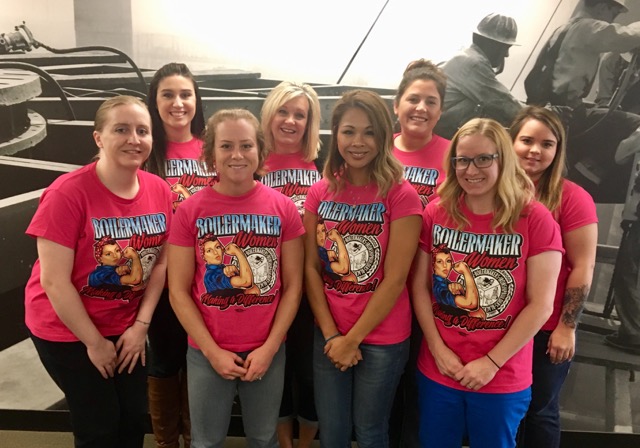Proud Boilermaker Ladies wearing Rosie the Riveter tees!