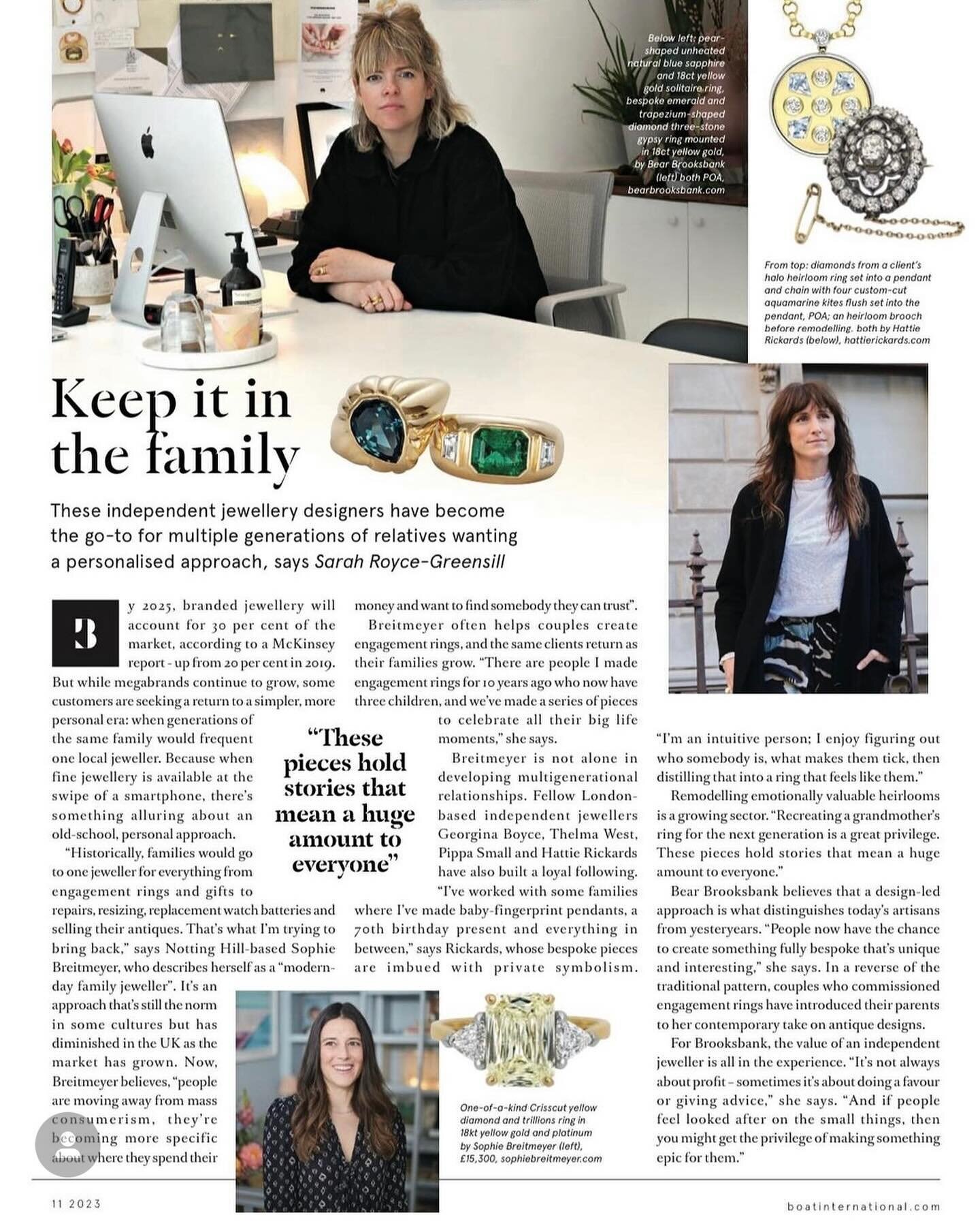 Just a wee little mention for us in @boatinternational for our loyal bespoke following.  Toot toot!  Thank you to the glorious @srgjewel xx #editorial #boatinternational #sarahroycegreensill #gbfj