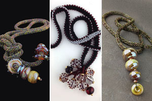 Marjorie Burr makes lamp worked beads today in much the same way they were made in ancient times. The beads are created one at a time working in a open flame. She loves the solitude and focus of the process. She enjoys the heat and the fluid molten glass, and exercising her craft makes her feel part of the continuum of bead makers that dates back to early human history. She hopes you sense all that when you wear her beads...that would complete the cycle.